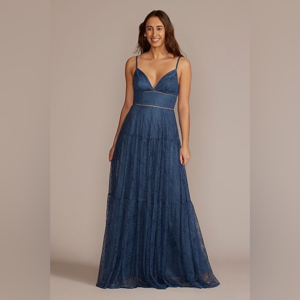 Lace Prom Dress Steel Blue - Size 3/4